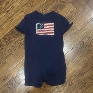Polo by Ralph Lauren Navy Blue Kids One Piece with American Flag